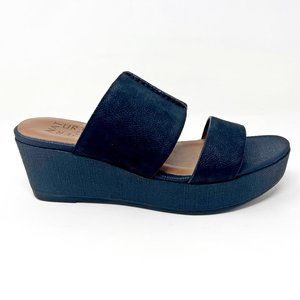 Naturalizer Womens Urbana Leather Black Wedge Slip On Sandals